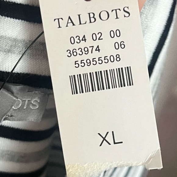 Talbots • NWT Black Grey White Striped Funnel Neck Sweatshirt - Picture 5 of 5